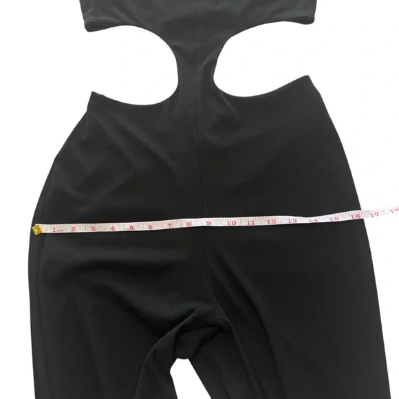 SUPERDOWN‎ Darcey Cut Out Jumpsuit Ribbed Black Strapless Flare Event Medium M - Picture 14 of 16